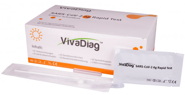 VivaDiag Wellion SARS CoV-2 Corona Antigen Schnelltest 25 STück